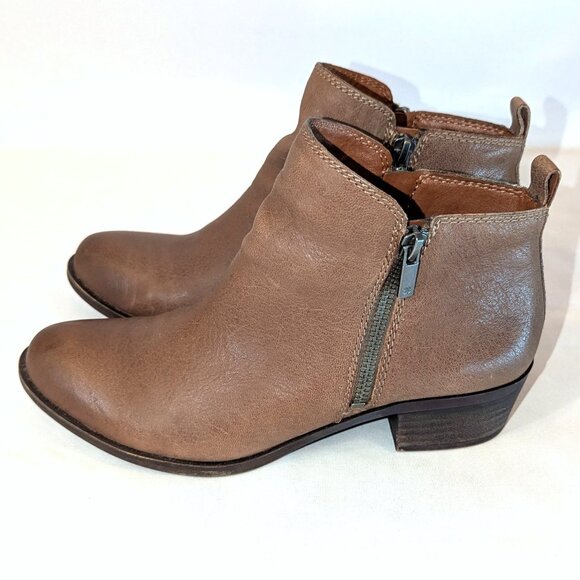 Lucky Brand | Toffee Brown Leather "Basel" Ankle Booties | Size 7.5 - Picture 1 of 8
